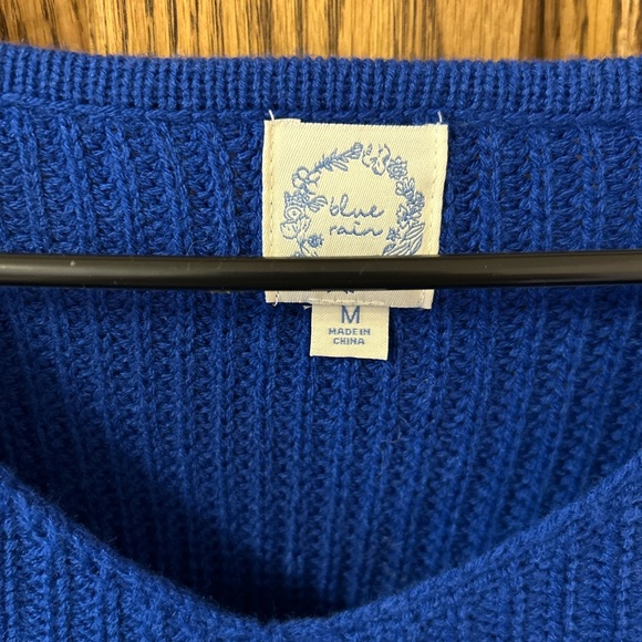 Blue Rain Francesca’s Royal Blue V-Neck Knitted Sweater Women’s Medium NWOT - Picture 5 of 7